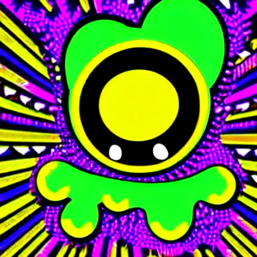 Image similar to acid house music rave graphics psychedelic illustration smiley trippy ecstasy dnb jungle