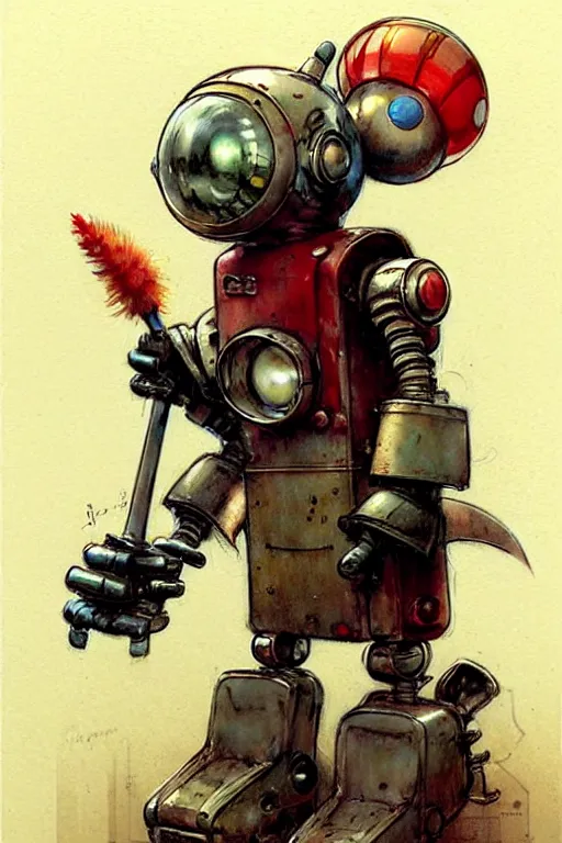 Prompt: adventurer ( ( ( ( ( 1 9 5 0 s retro future robot android robot mouse clown wagon. muted colors. ) ) ) ) ) by jean baptiste monge!!!!!!!!!!!!!!!!!!!!!!!!! chrome red
