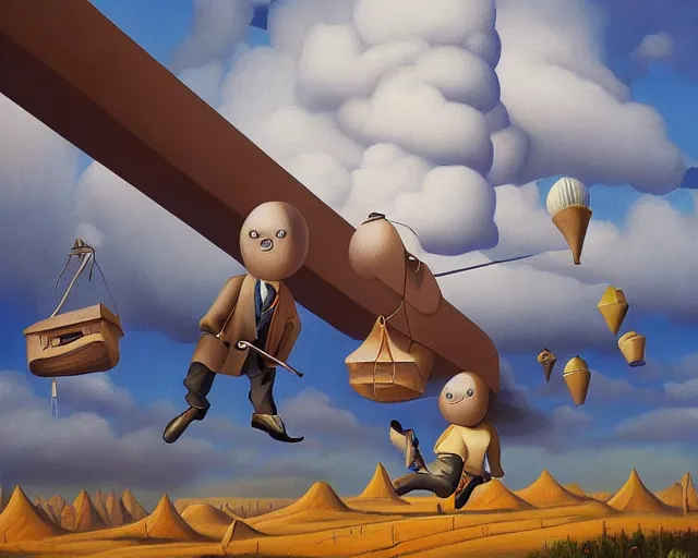 Image similar to the trevails of man, an ultrafine detailed painting by rafal olbinski, behance contest winner, pop surrealism, detailed painting, very detailed, minimalist, skeuomorphic, airbrush art