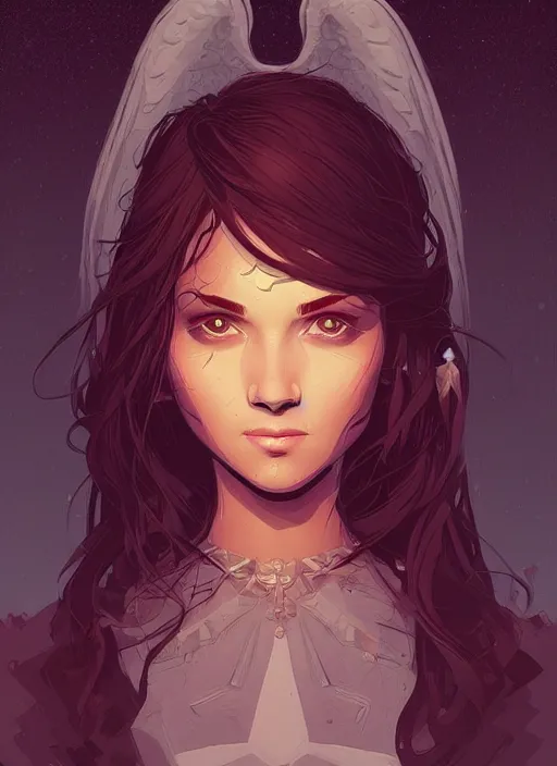 Image similar to portrait of beautifull angel maiden, cute face. dark fantasy, d & d, artstation, art by petros afshar, tom whalen, laurie greasley and greg rutkowski and ilya kuvshinov