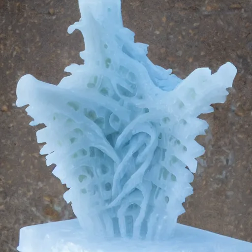 Image similar to intricate ice sculpture of an eldritch god fungus