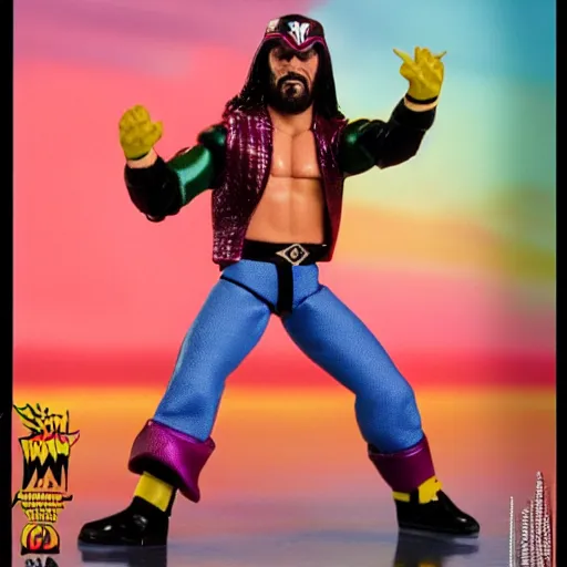 Prompt: 1 9 8 7 macho man randy savage from wwf action figure by hot toys.