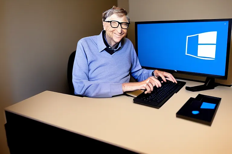 Image similar to bill gates using pc