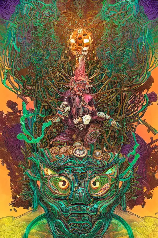 Image similar to creature sushi roots cactus elemental flush of force nature micro world fluo light deepdream a wild amazing steampunk baroque ancient alien creature, intricate detail, colorful digital painting that looks like it is from borderlands and by feng zhu and loish and laurie greasley, victo ngai, andreas rocha, john harris