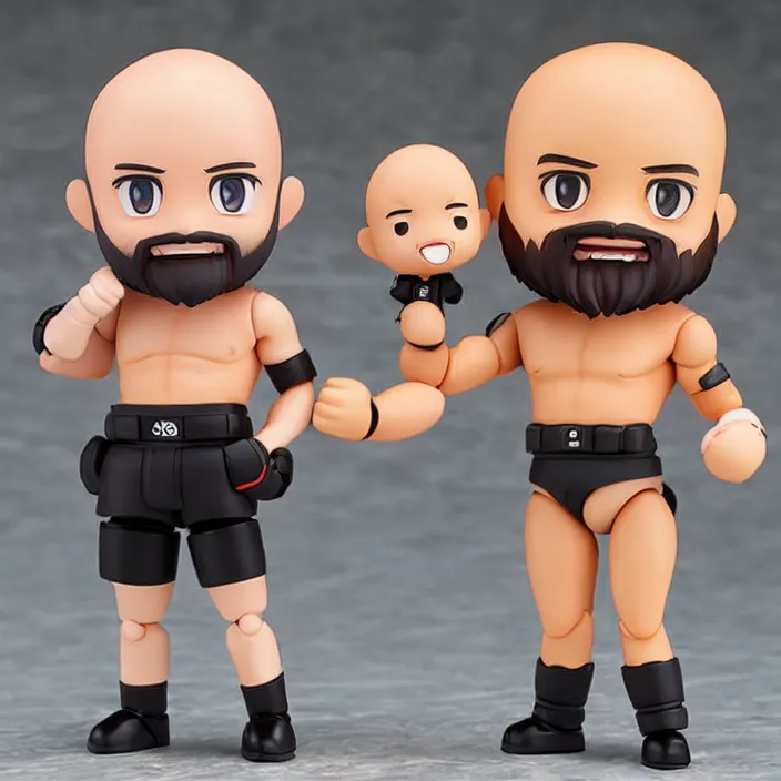 Prompt: boxer andrew tate bald with beard, an anime nendoroid of boxer andrew tate bald with beard, figurine, detailed product photo