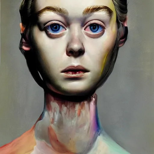 Prompt: a striking hyper real painting of Elle Fanning by George Condo