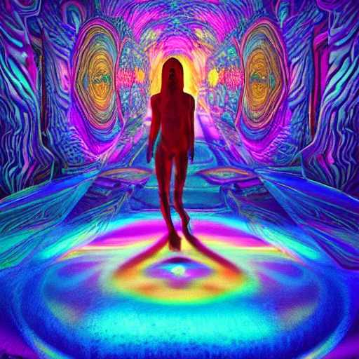 Prompt: a psychedelic 3 d octane render of a dmt trip by jonathan solter and alex grey, hyperrealistic, dramatic lighting, 8 k, unreal engine