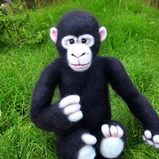 Image similar to a needle felted gorilla, needle felting art.