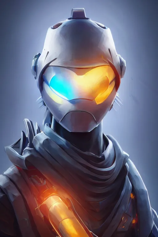 Image similar to epic mask helmet robot ninja portrait stylized as fornite style game design fanart by concept artist gervasio canda, behance hd by jesper ejsing, by rhads, makoto shinkai and lois van baarle, ilya kuvshinov, rossdraws global illumination radiating a glowing aura global illumination ray tracing hdr render in unreal engine 5