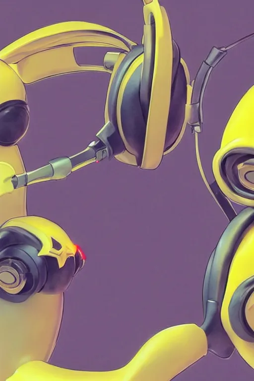 Prompt: Cyberpunk Pikachu wearing headphones