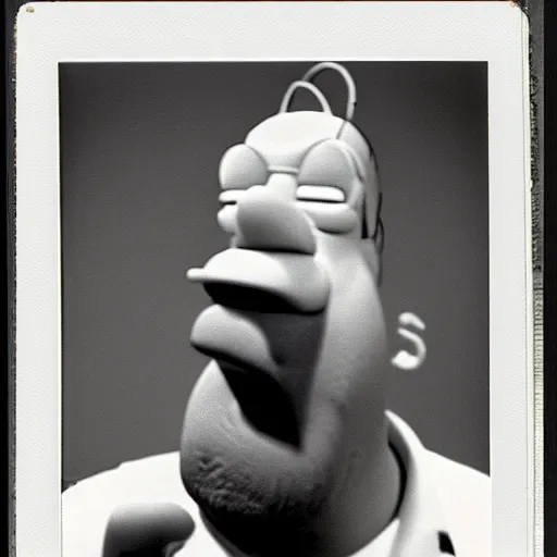 Image similar to a still polaroid photo of the real homer simpson