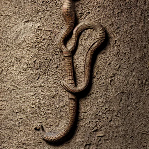 Image similar to Bronze 1500BCE Canaanite pole with serpent carving at the top. 40mm lens, shallow depth of field, split lighting