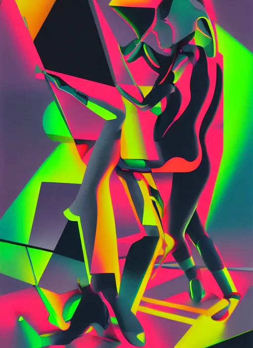 Image similar to futuristic lasers tracing, colorsmoke, laserpunk fullbodysuit, pyramid visor, raindrops, wet, oiled, beautiful cyborg girl pinup, by steven meisel, kaws, rolf armstrong, cubist perfect geometry abstract acrylic, hyperrealism photorealistic airbrush collage painting, monochrome, neon fluorescent colors, minimalist rule of thirds, eighties eros