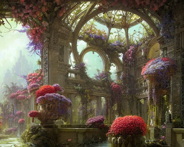 Image similar to flower pavilion, ferdinand knab, ross tran, peter mohrbacher