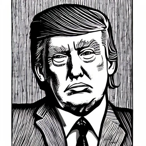 Prompt: a portrait of dONALD tRUMP drawn by Robert Crumb