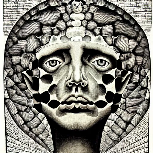 Prompt: conceptual post - mortem mexican spirit monumental portrait made by escher and william blake, highly conceptual art, intricate detailed painting, illustration sharp detail, manga 1 9 9 0