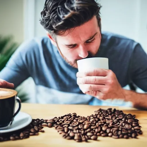 Image similar to time stop photo of man stumble and drop all his coffe food