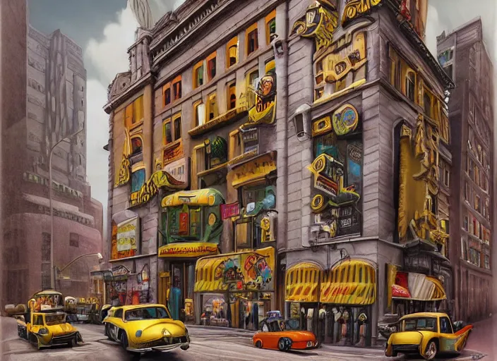 Prompt: 🚕🚎⛽🛣, lowbrow, matte painting, 3 - d highly detailed, in the style of mark ryden,