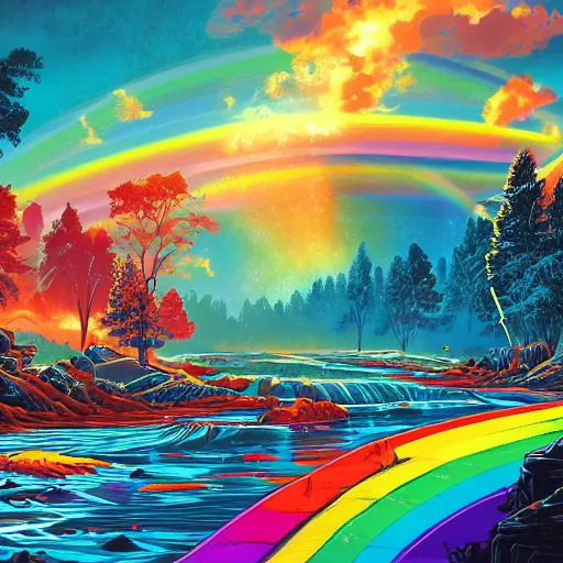 Prompt: rainbow Dan Mumford HD wallpaper