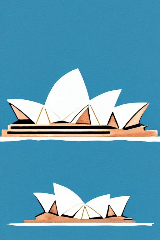 Image similar to minimalist watercolor art of sydney opera, illustration, vector art