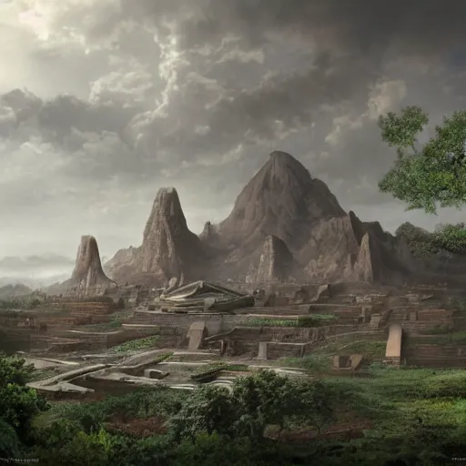 Prompt: ancient lost civilization, matte painting