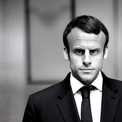 Prompt: Macron in American Psycho toilet scene (1999)