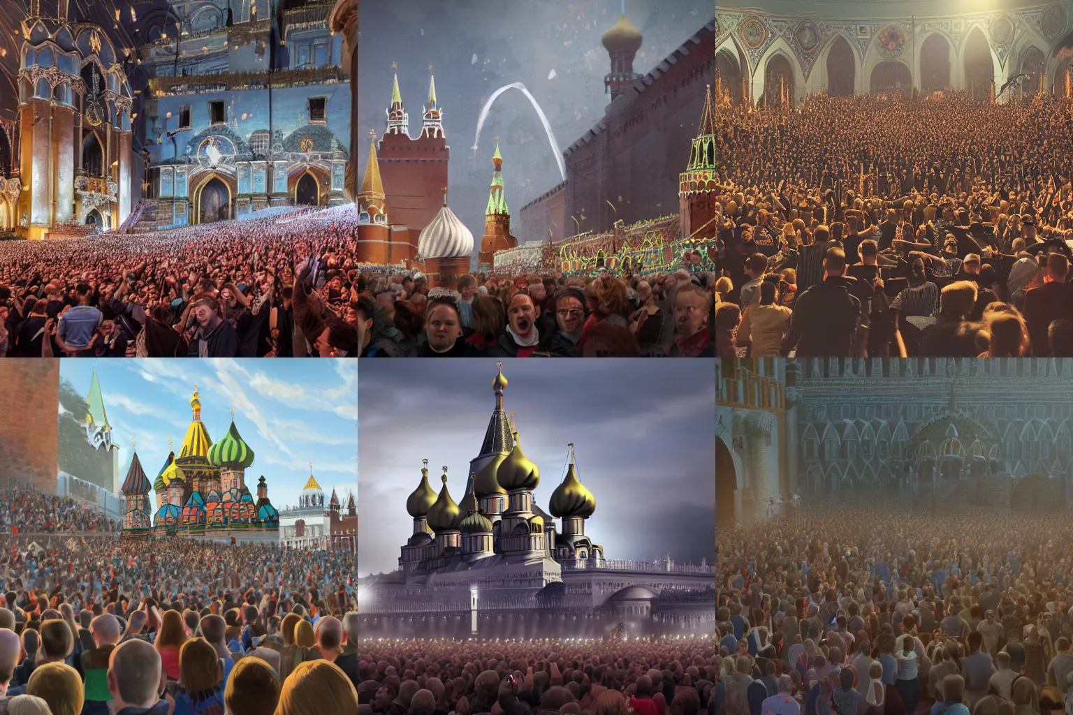 Prompt: concept art of the epic Kremlin kind joyful crowd 8k