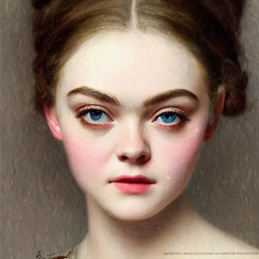 Prompt: professional painting of Elle Fanning in the style of Nikolay Makovsky, head and shoulders portrait, symmetrical facial features, smooth, sharp focus, illustration, intricate, stormy weather, extremely detailed masterpiece,