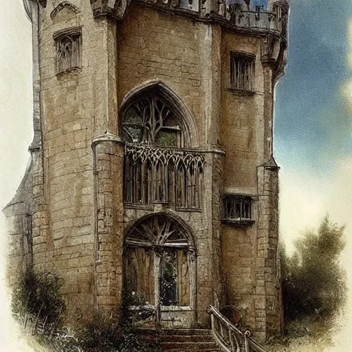 Image similar to (((((((Gothic revival castle gatehouse))))))) . muted colors. by Jean-Baptiste Monge !!!!!!!!!!!!!!!!!!!!!!!!!!!!!!!!!!!!!!!!