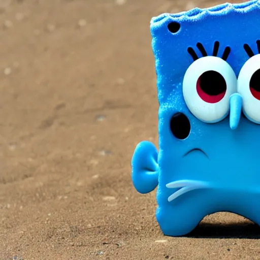 Prompt: blue spongebob