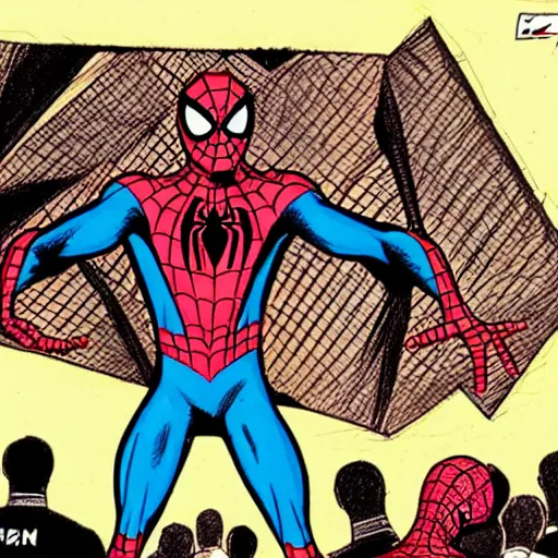 Image similar to spider-man giving a sermon, comic book art