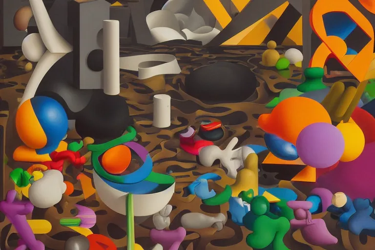 3 d shapes by kaws, james jean and salvador dali and, Stable Diffusion