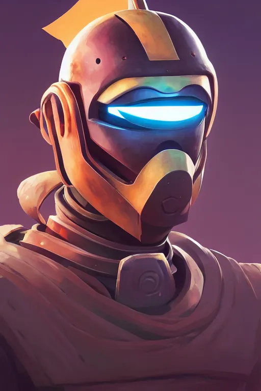 Image similar to epic mask helmet robot ninja portrait stylized as fornite style game design fanart by concept artist gervasio canda, behance hd by jesper ejsing, by rhads, makoto shinkai and lois van baarle, ilya kuvshinov, rossdraws global illumination radiating a glowing aura global illumination ray tracing hdr render in unreal engine 5