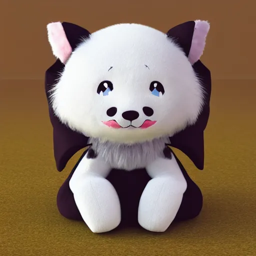 Prompt: cute fumo plush doge girl, floppy ears, gothic maiden, furry anime, vray, tired, napping