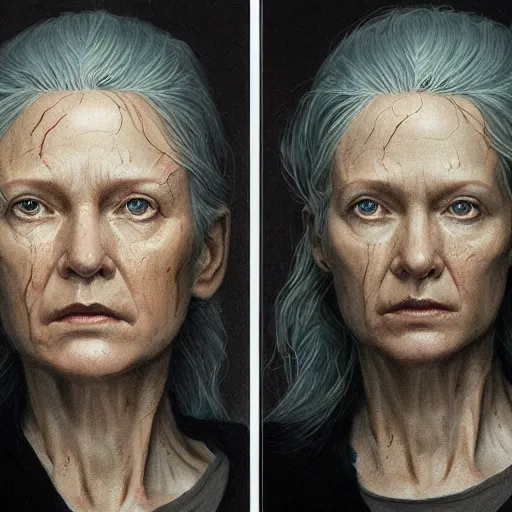 Image similar to ruth from ozark, character portrait, concept art, intricate details, highly detailed by greg rutkowski, michael whelan and gustave done