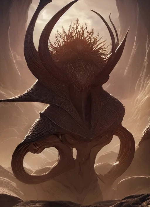 Image similar to magical creature dune, ultra detailed fantasy, elden ring, realistic, dnd character portrait, full body, dnd, rpg, lotr game design fanart by concept art, behance hd, artstation, deviantart, global illumination radiating a glowing aura global illumination ray tracing hdr render in unreal engine 5