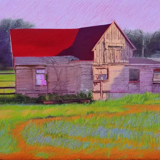 Prompt: quaint Midwestern tow, vibrant pastel, oil on canvas
