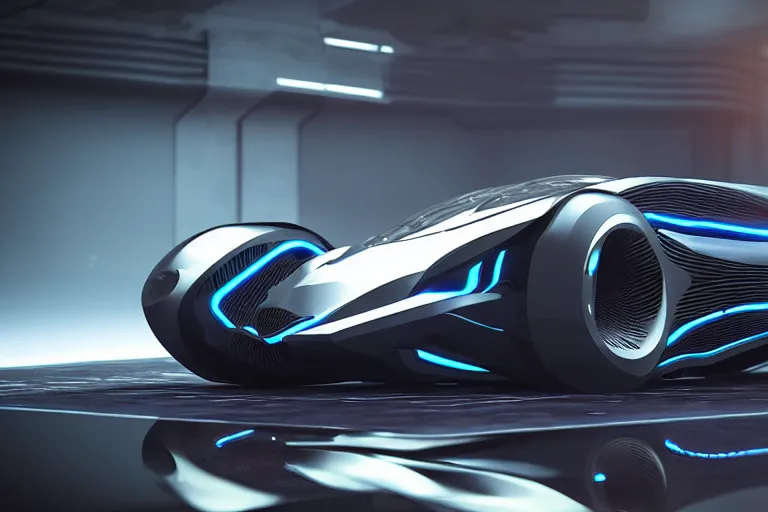 Prompt: cyberpunk concept inspired car, futuristic look, highly detailed body, aerodynamic body, photorealistic camera shot, bright studio setting, studio lighting, crisp quality and light reflections, unreal engine 5 quality render