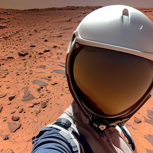 Image similar to a selfie on mars, 4 k, high detail, high - resolution photograph, professional photography, ultra - detail