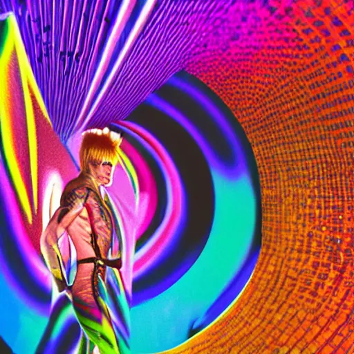 Image similar to ziggy stardust from Mars anamorphic illusion 4k