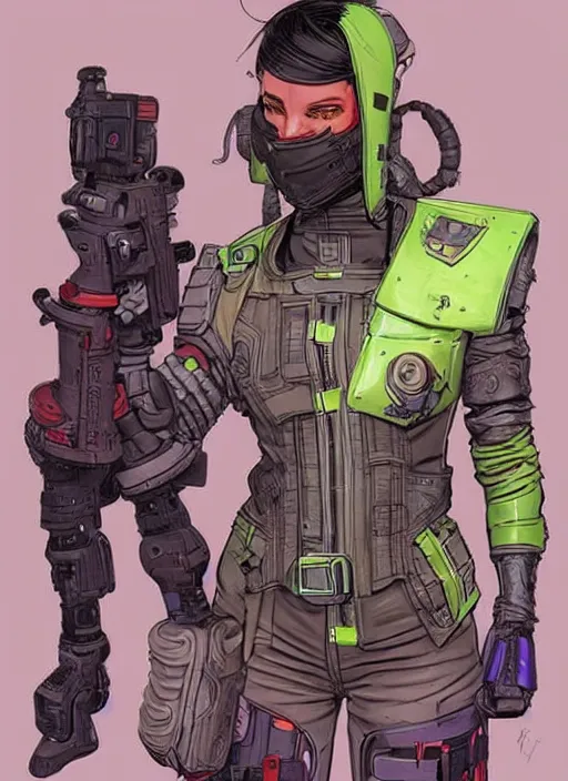 Prompt: apex legends cyberpunk self defense instructor. concept art by james gurney and mœbius. gorgeous face.