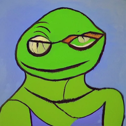 Prompt: pepe the frog painting by Picasso