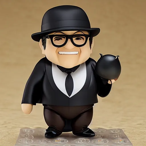 Image similar to nendoroid of danny devito as the penguin, product photo