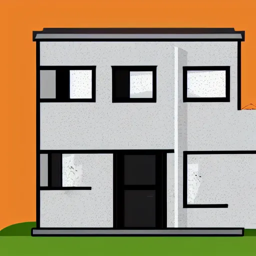 Image similar to an illustration of an English terraced house in a modern flat design style with line elements
