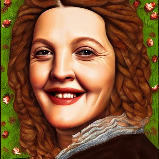 Image similar to drew barrymore on a smore digital painting by arcimboldo