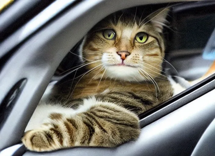 Prompt: a cat as an uber driver