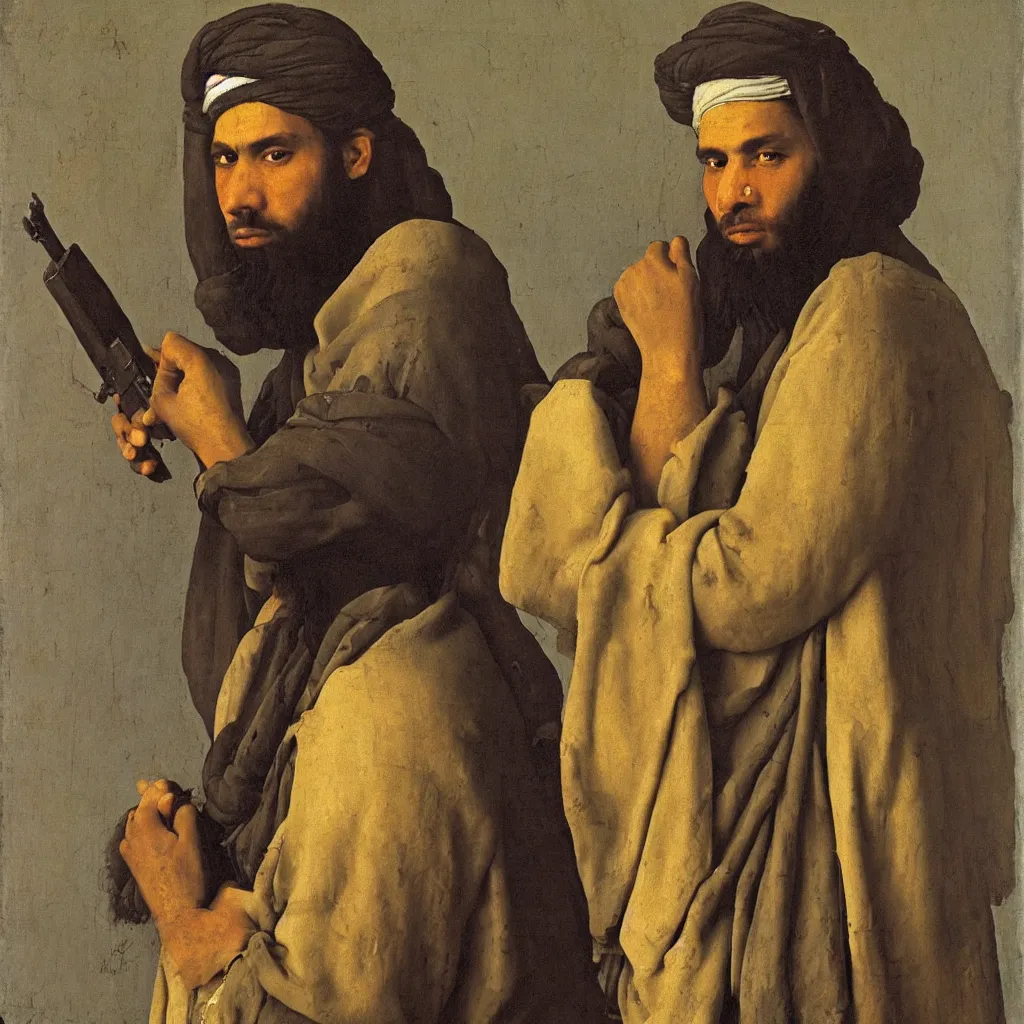Image similar to taliban portrait by johannes vermeer