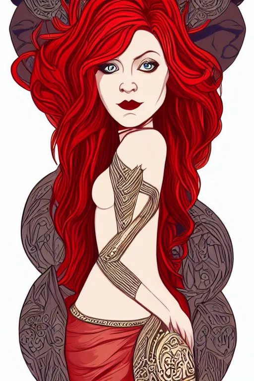 Image similar to red headed elven queen, art by ori toor, sticker, colorful, illustration, highly detailed, simple, smooth and clean vector curves, no jagged lines, vector art, smooth