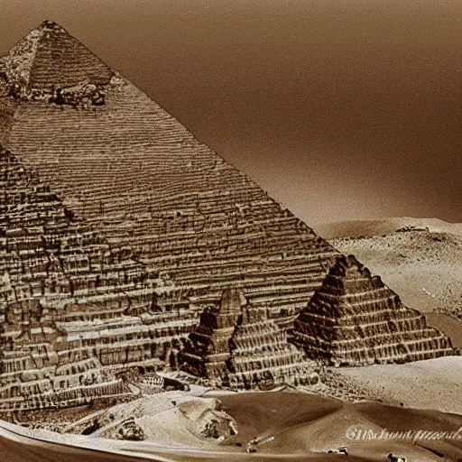 Image similar to serpinsky fractal as the great pyramids of giza