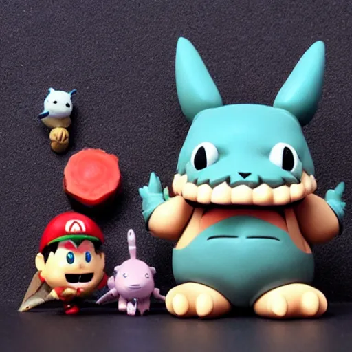 Image similar to nintendo, butcher billy, totoro, stop motion, vinyl action figure